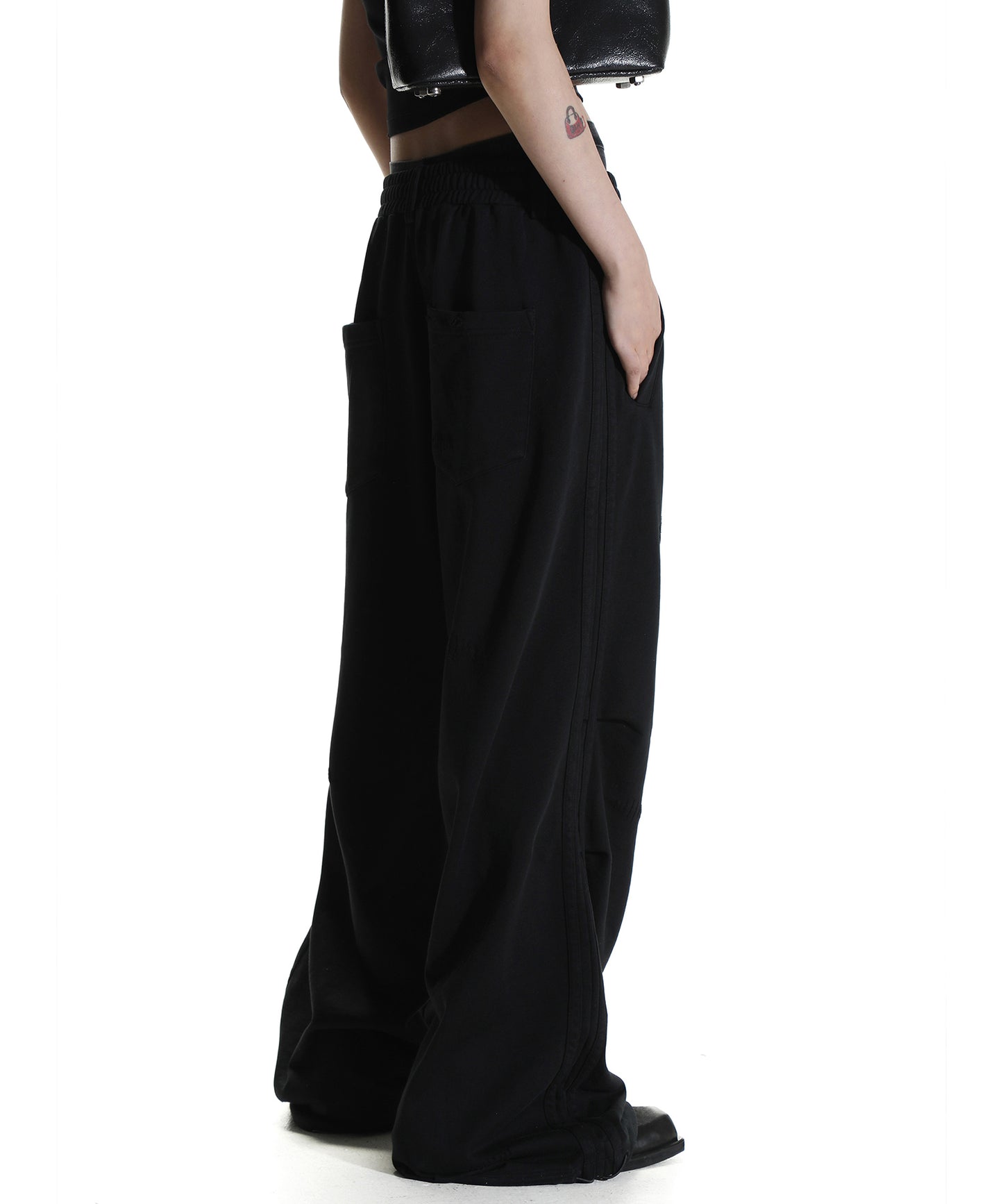 Loose fit dirty elastic waist sweatpants XXK4254