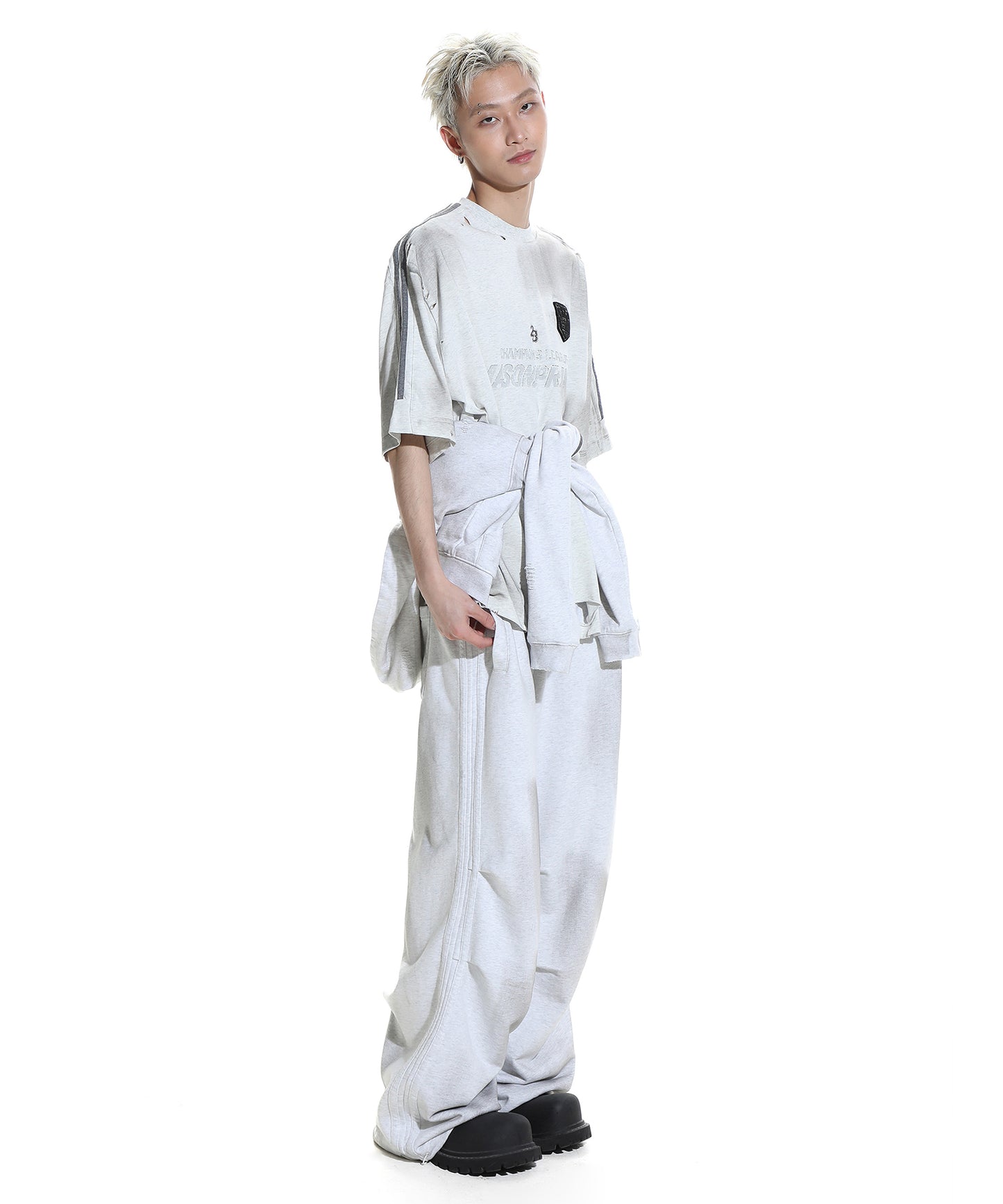 Loose fit dirty elastic waist sweatpants XXK4254