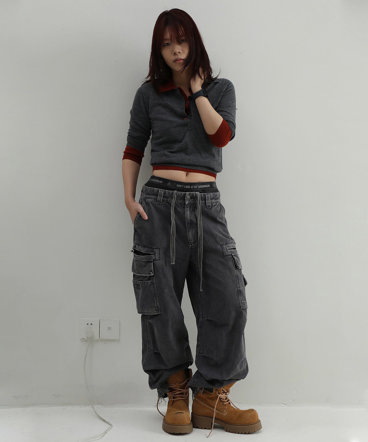 【SALE 30%OFF_特別価格適用※カートに入れるとセール価格が適用されます※】ルーズフィット 裾ダメージ ウォッシュ加工 カーゴパンツ XXK4312【MASONPRINCE】