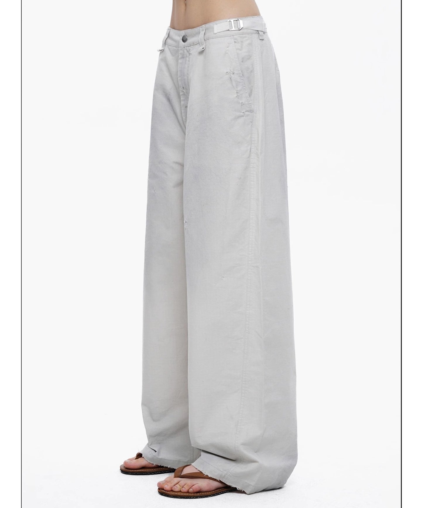 ルーズフィット サイドベルト スプレー加工 シミターパンツ XXK4340【MASONPRINCE】【2025SS】