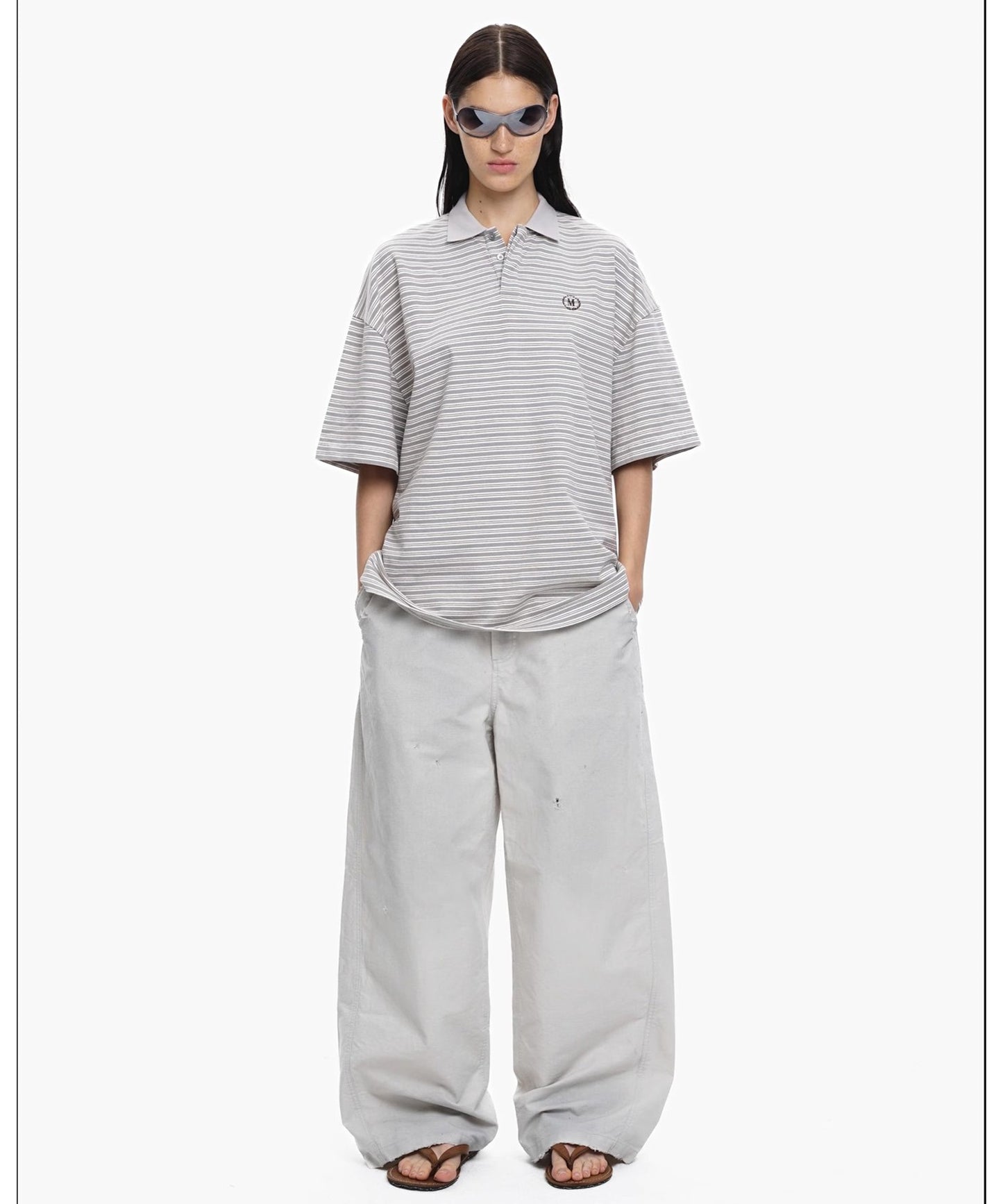 ルーズフィット サイドベルト スプレー加工 シミターパンツ XXK4340【MASONPRINCE】【2025SS】