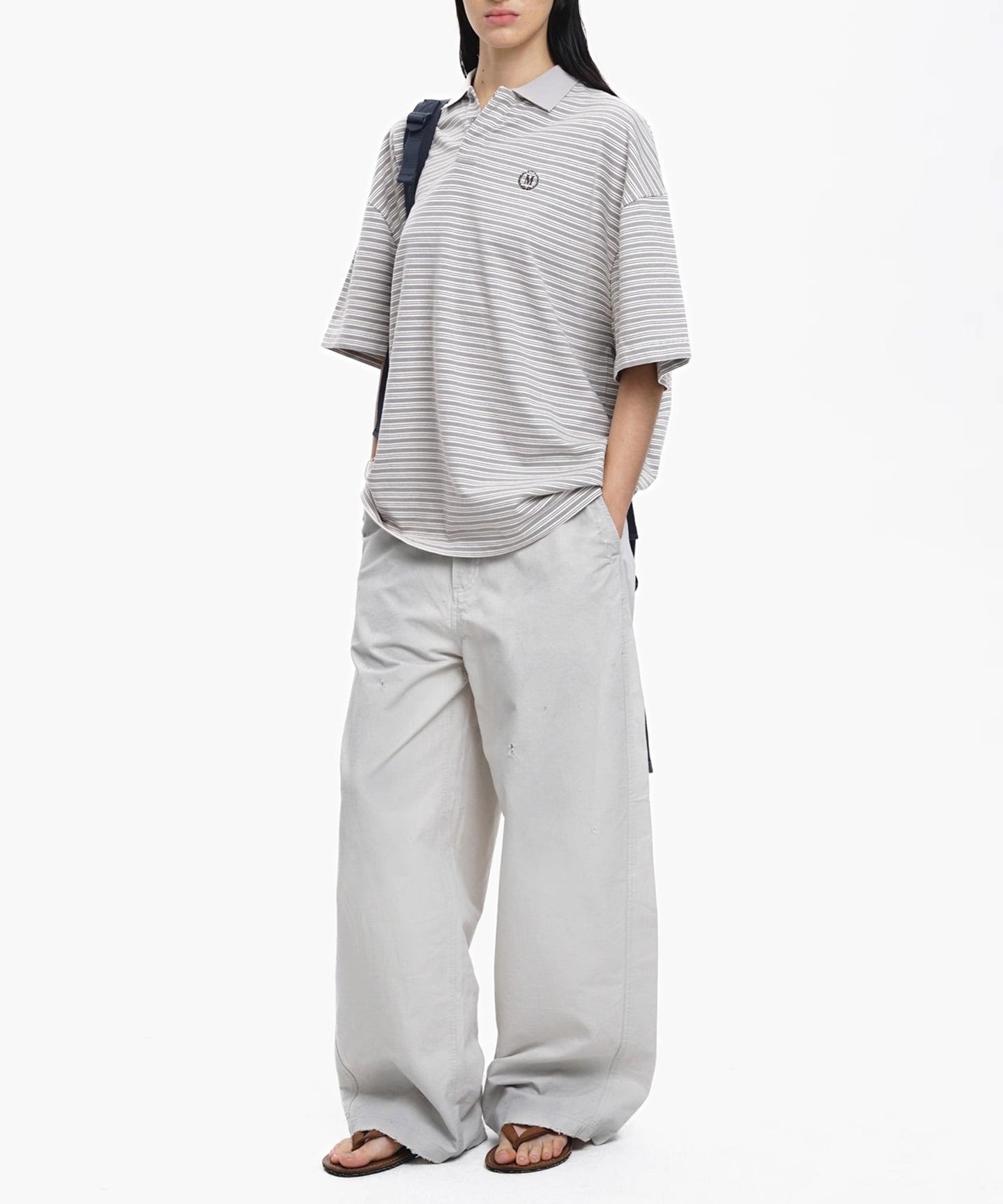 ルーズフィット サイドベルト スプレー加工 シミターパンツ XXK4340【MASONPRINCE】【2025SS】