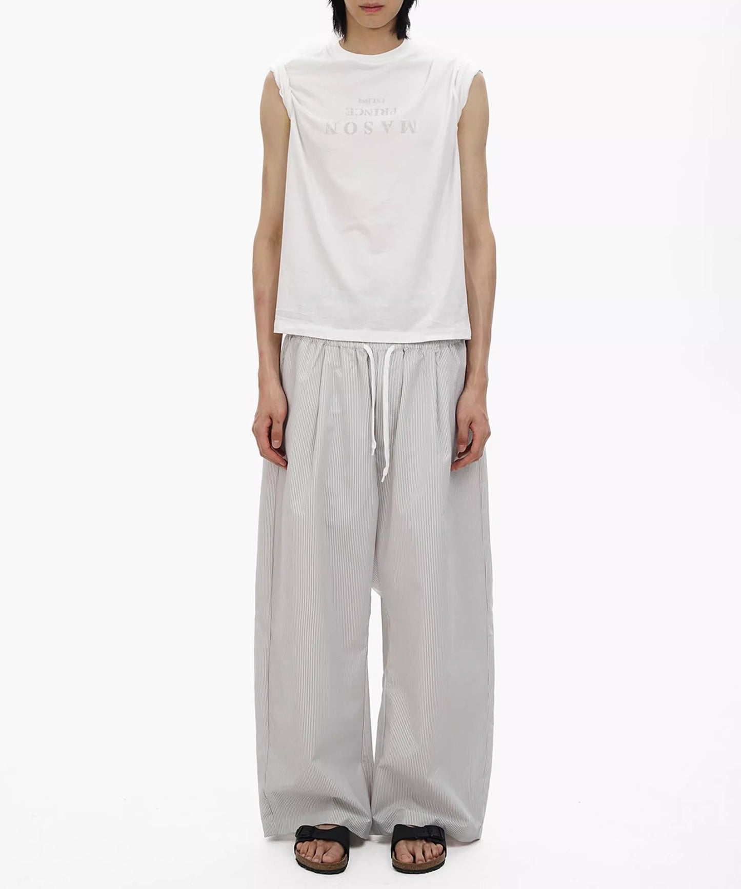 ルーズフィット ストライプ パジャマ風 パンツ XXK4343【MASONPRINCE】【2025SS】