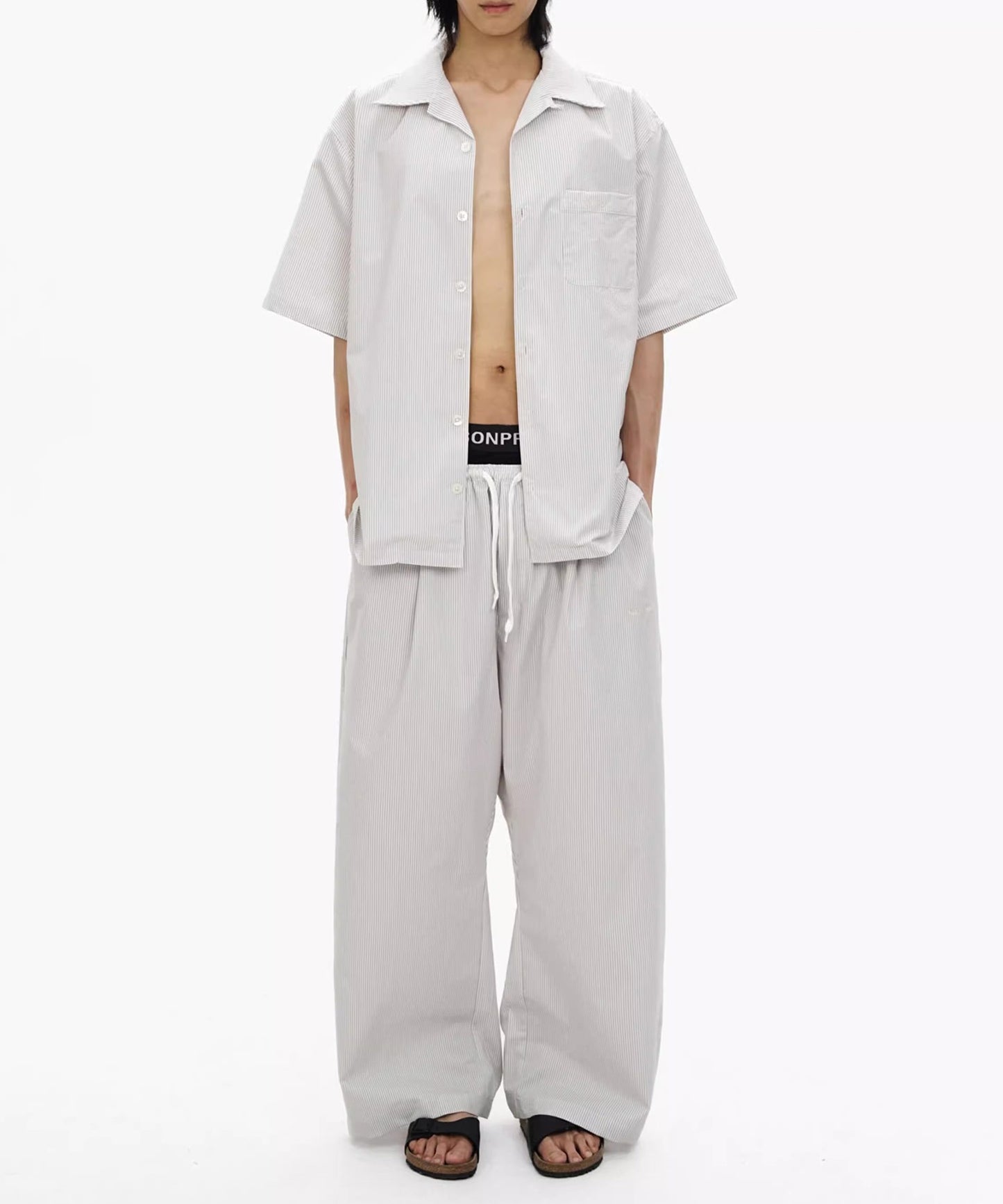 ルーズフィット ストライプ パジャマ風 パンツ XXK4343【MASONPRINCE】【2025SS】