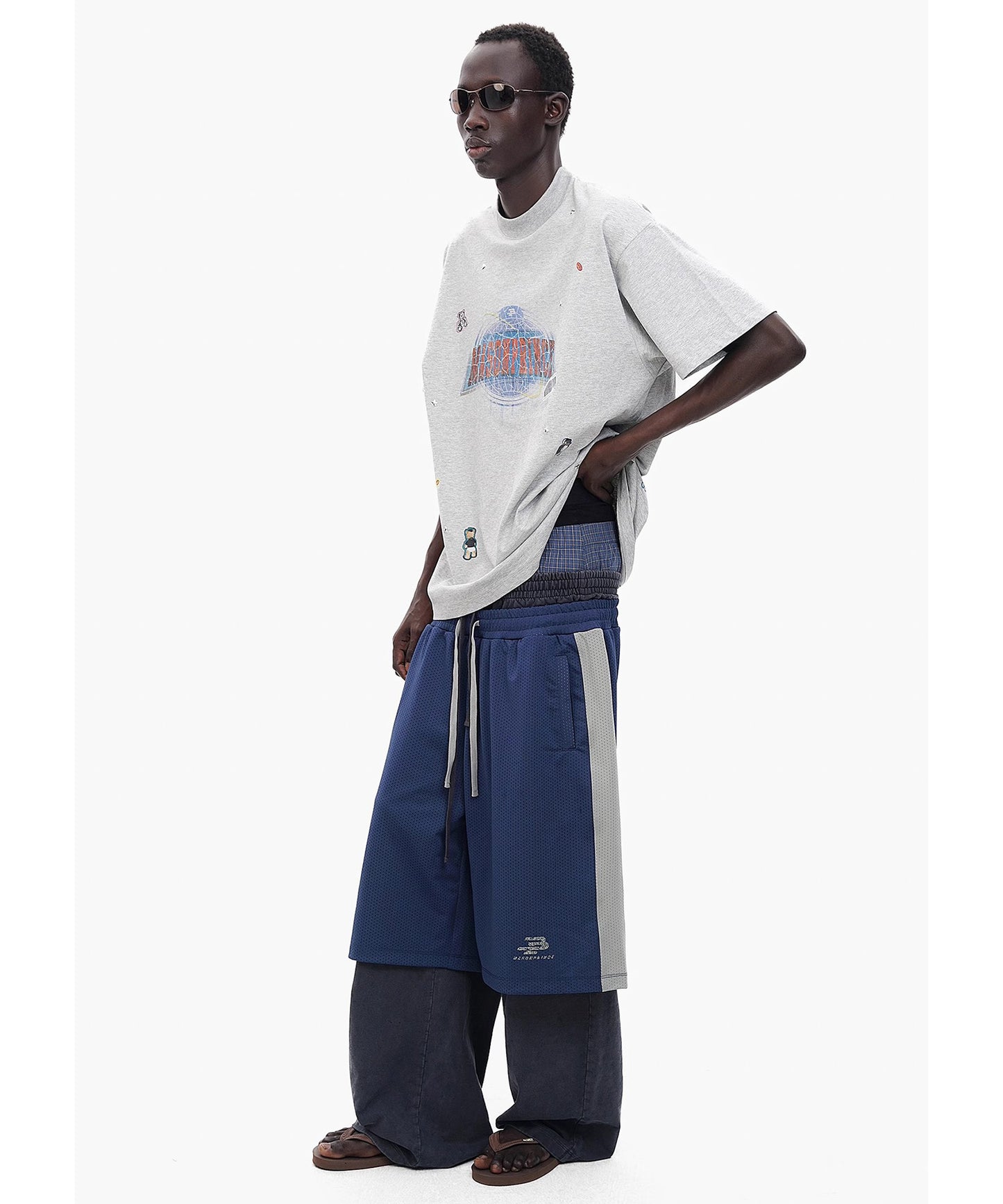 【自社サイト限定】ルーズフィット レイヤード スウェットパンツ XXK4355【MASONPRINCE】【2025SS】