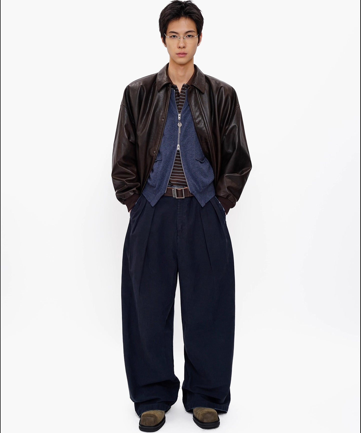 ルーズフィット ダブルプリーツ コットンワークパンツ XXK4359【MASONPRINCE】【2025AW】