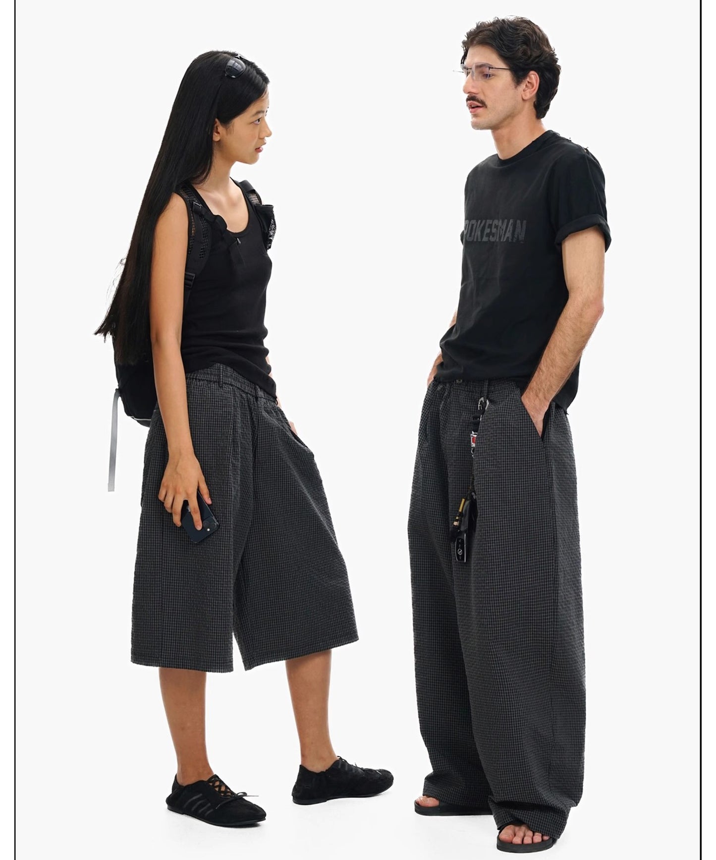ルーズフィット ダブルプリーツ チェックパンツ XXK4365【MASONPRINCE】【2025SS】