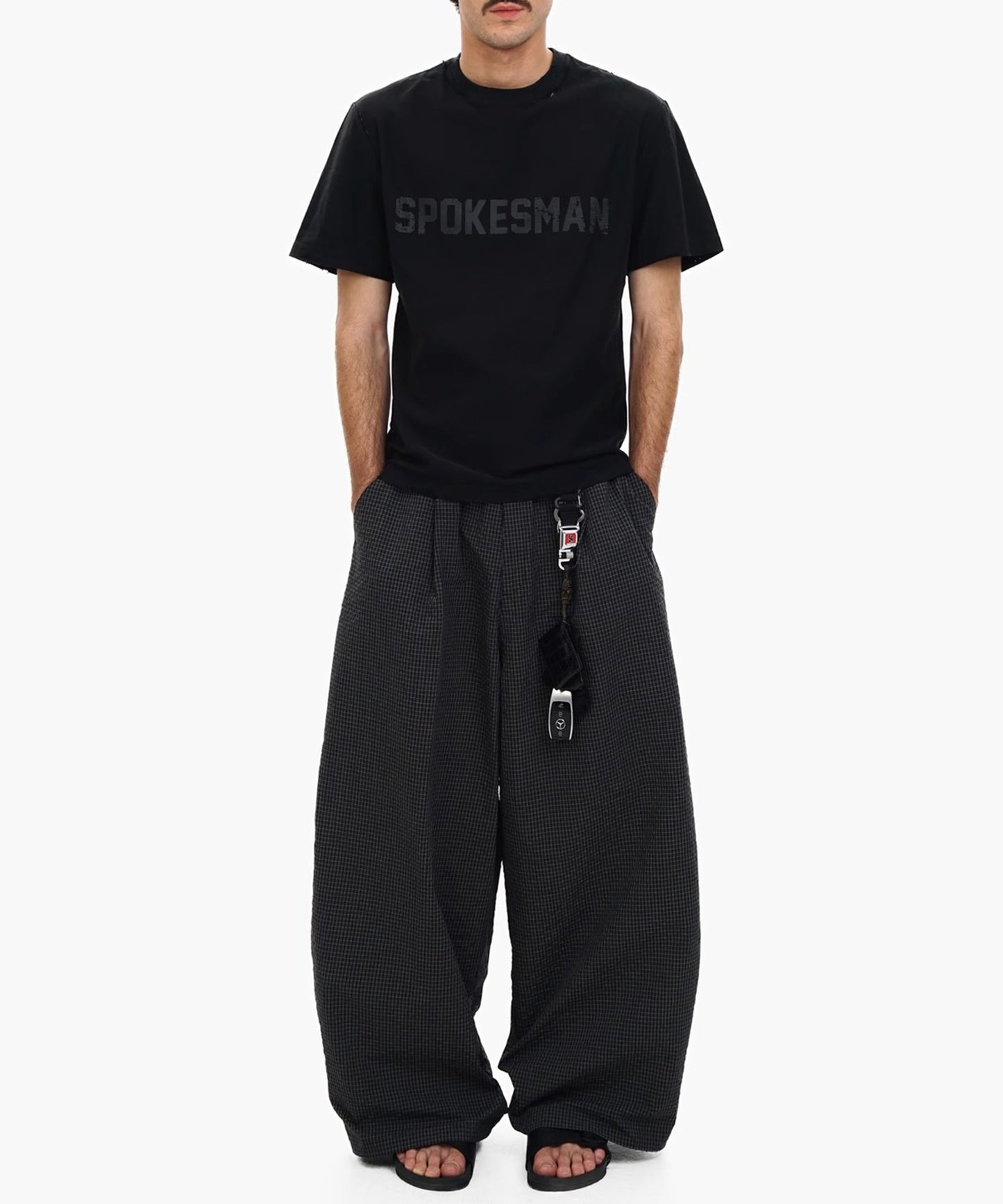 ルーズフィット ダブルプリーツ チェックパンツ XXK4365【MASONPRINCE】【2025SS】