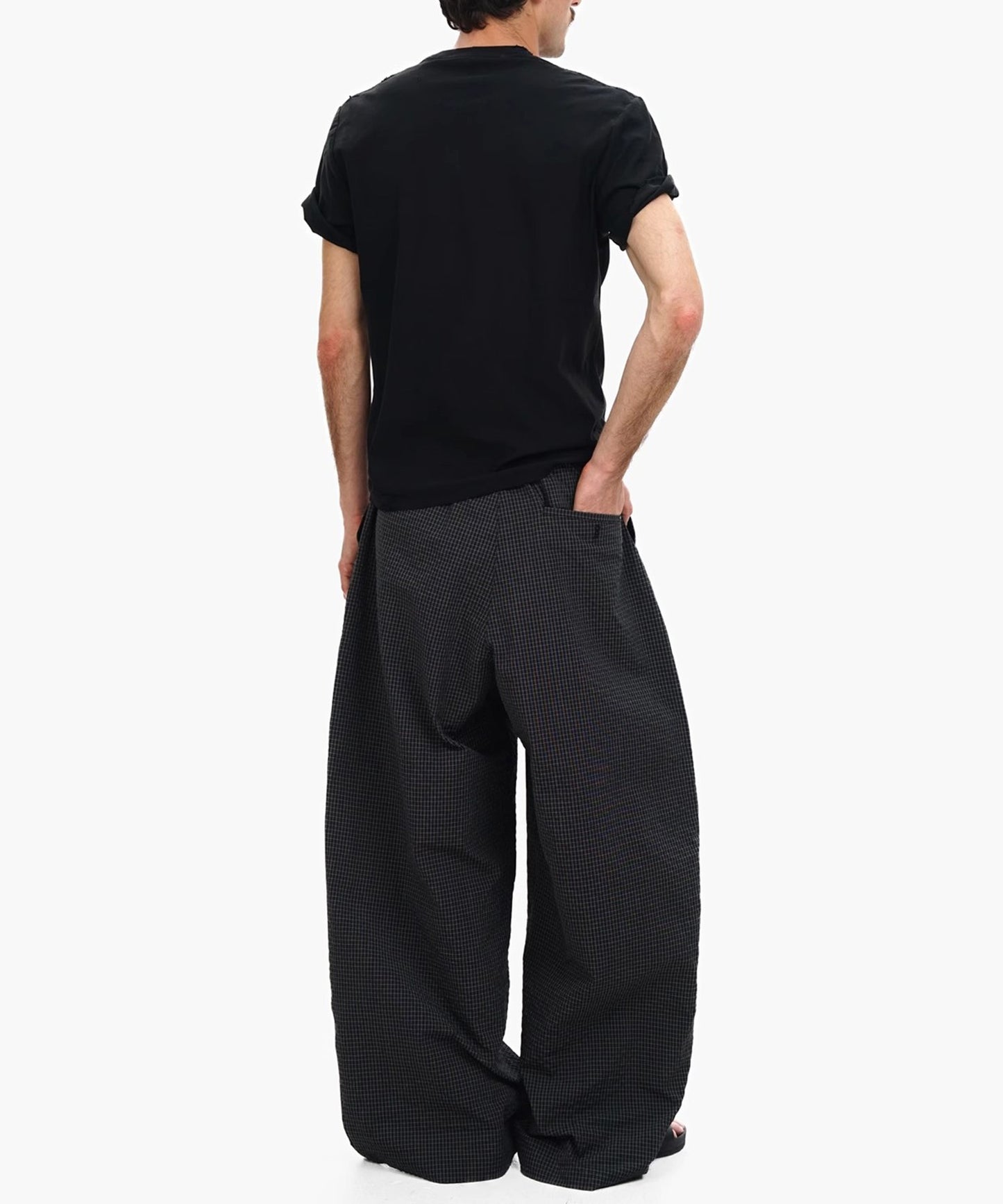 ルーズフィット ダブルプリーツ チェックパンツ XXK4365【MASONPRINCE】【2025SS】