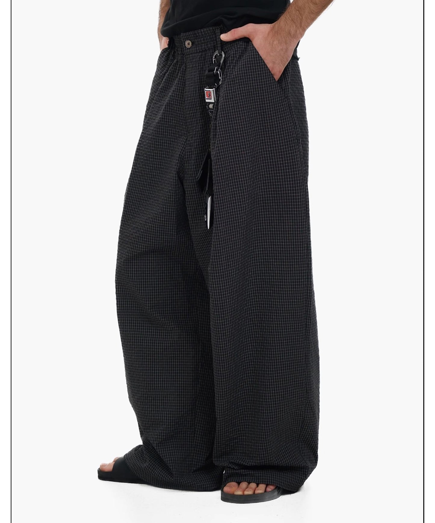ルーズフィット ダブルプリーツ チェックパンツ XXK4365【MASONPRINCE】【2025SS】