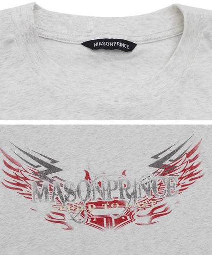 オーバーサイズ 両面プリント フライングスリーブ Tシャツ BX3096【MASONPRINCE】【2025SS】