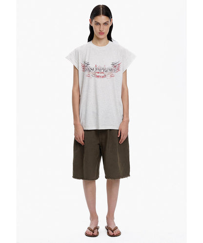 オーバーサイズ 両面プリント フライングスリーブ Tシャツ BX3096【MASONPRINCE】【2025SS】