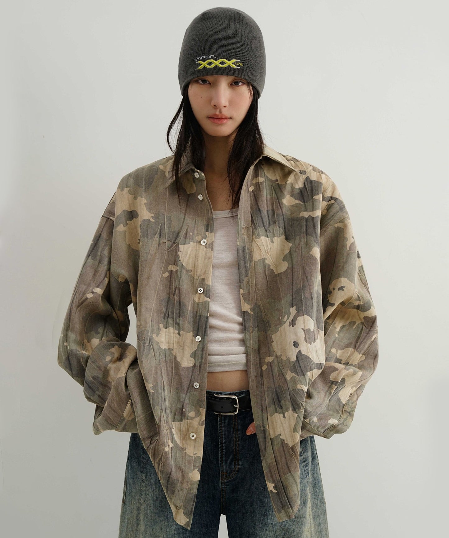 【SALE 30%OFF_特別価格適用※カートに入れるとセール価格が適用されます※】オーバーサイズ シワ加工 カモフラ柄シャツ CS2162【MASONPRINCE】【2025SS】
