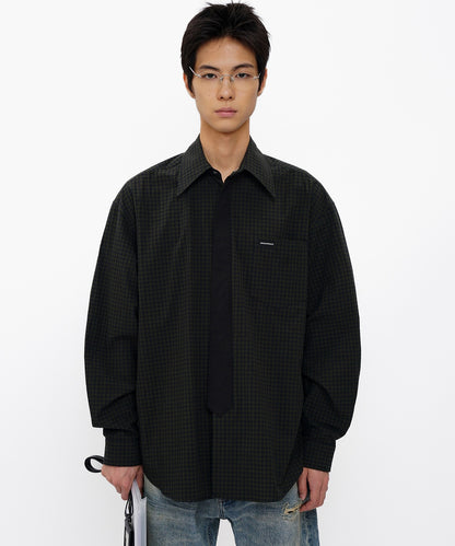 オーバーサイズ フェイクタイ チェック柄シャツ CS2181【MASONPRINCE】【2025AW】
