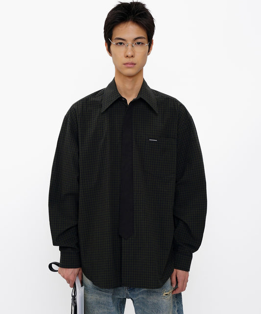 オーバーサイズ フェイクタイ チェック柄シャツ CS2181【MASONPRINCE】【2025AW】