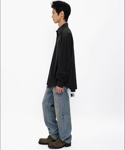 オーバーサイズ フェイクタイ チェック柄シャツ CS2181【MASONPRINCE】【2025AW】