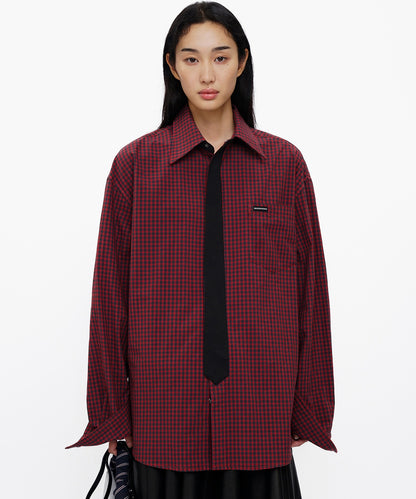 オーバーサイズ フェイクタイ チェック柄シャツ CS2181【MASONPRINCE】【2025AW】