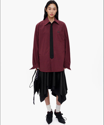 オーバーサイズ フェイクタイ チェック柄シャツ CS2181【MASONPRINCE】【2025AW】