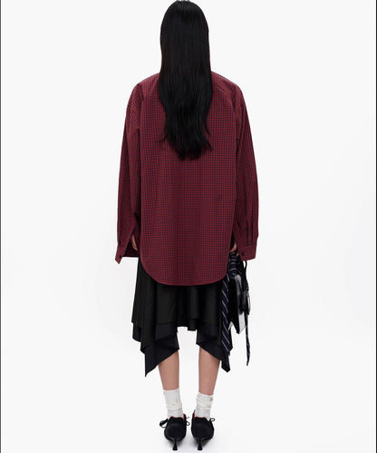 オーバーサイズ フェイクタイ チェック柄シャツ CS2181【MASONPRINCE】【2025AW】