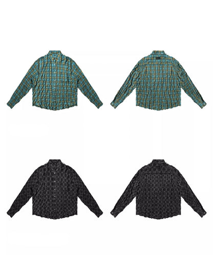 オーバーサイズ シワ加工 チェック柄 シャツ CS2183【MASONPRINCE】【2025AW】