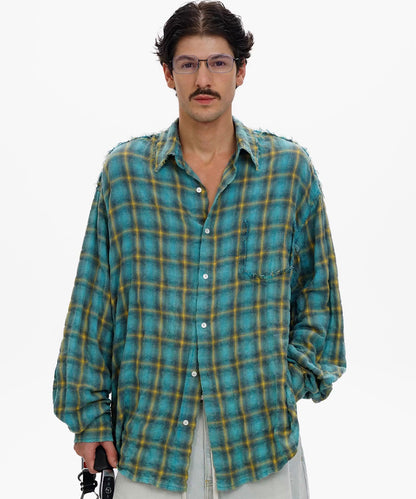 オーバーサイズ シワ加工 チェック柄 シャツ CS2183【MASONPRINCE】【2025AW】