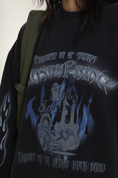 Big silhouette vintage processing MP original band tour long TEE CT6065