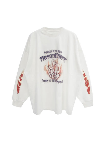 Big silhouette vintage processing MP original band tour long TEE CT6065