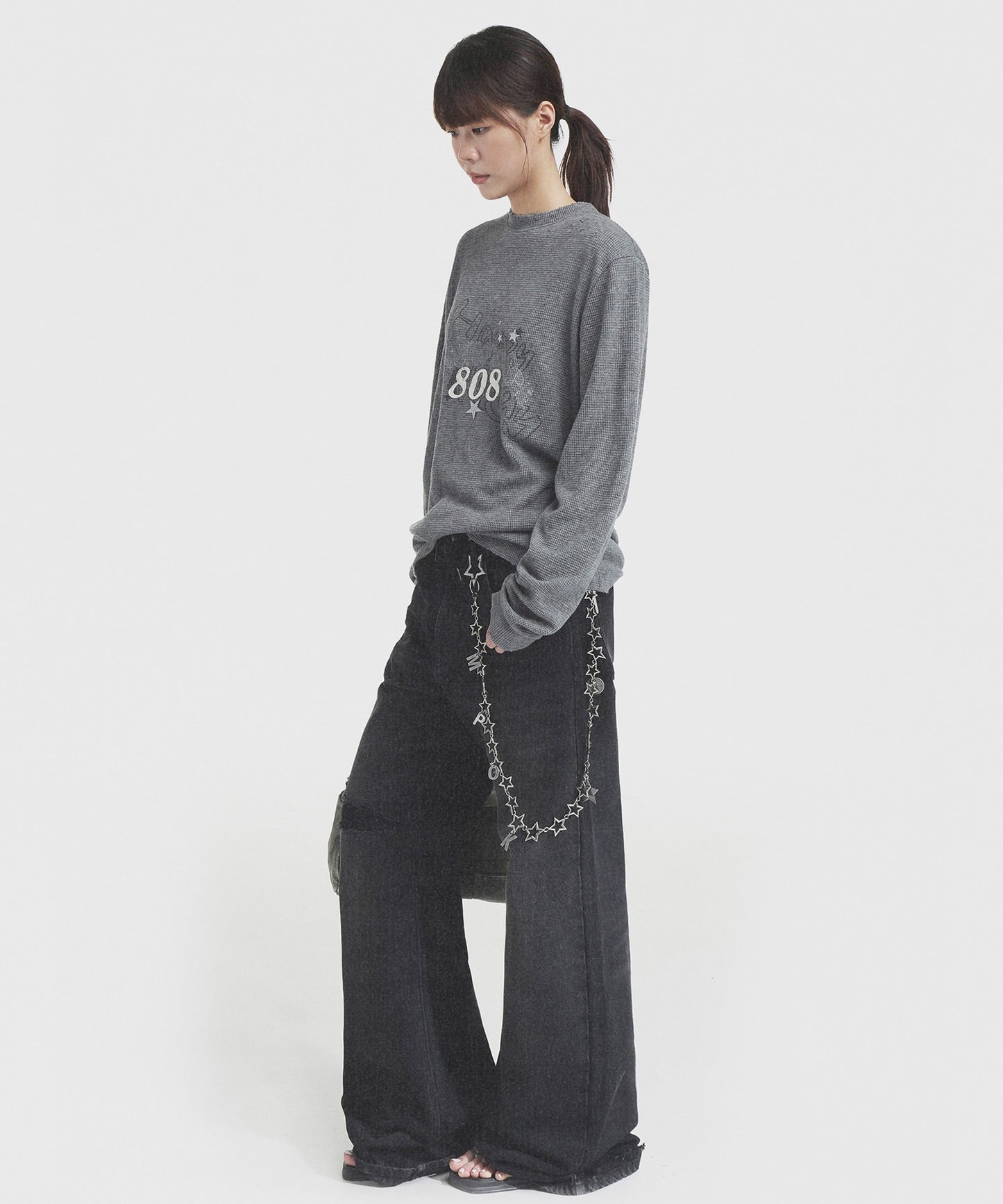 【SALE 60%OFF_特別価格適用※カートに入れるとセール価格が適用されます※】ドロップショルダー フロントロゴ ワッフル生地 ロンT CT6155【MASONPRINCE】