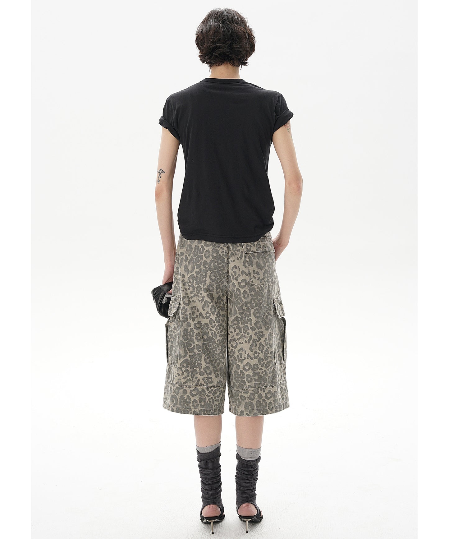 Loose fit leopard print cropped cargo pants DK3113 [2025SS]