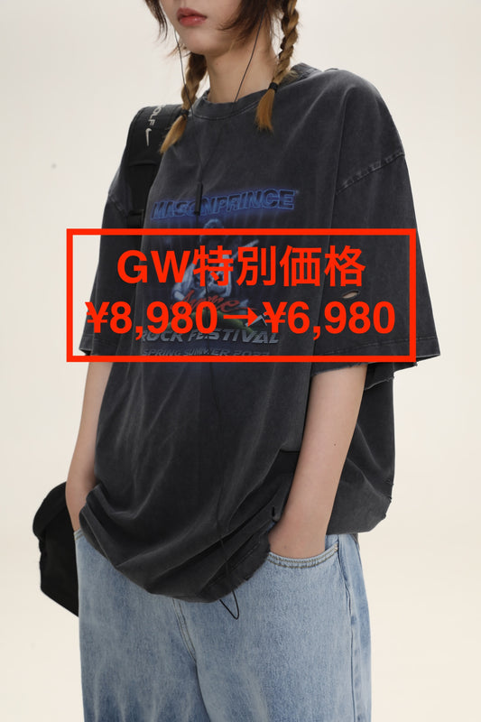 【GW特別価格適用※カートに入れるとセール価格が適用されます※】ヴィンテージ加工 MPオリジナルプリント バンドTシャツ DT4046