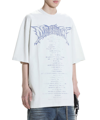 【SALE 60%OFF_特別価格適用※カートに入れるとセール価格が適用されます※】オーバーサイズ 汚れ加工 手書き風プリント Tシャツ DT4199【MASONPRINCE】