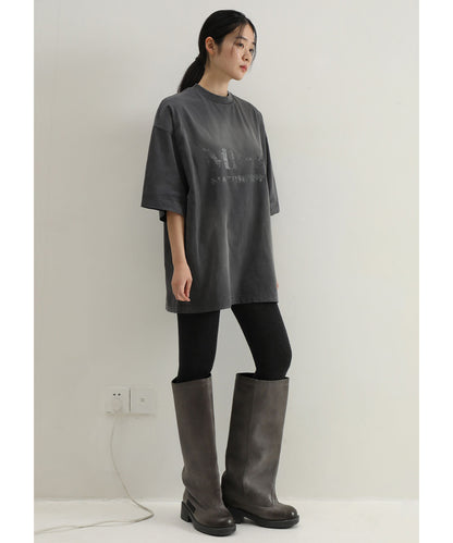 オーバーサイズ ヴィンテージ加工 掠れロゴプリント Tシャツ DT4312【MASONPRINCE】【2025SS】