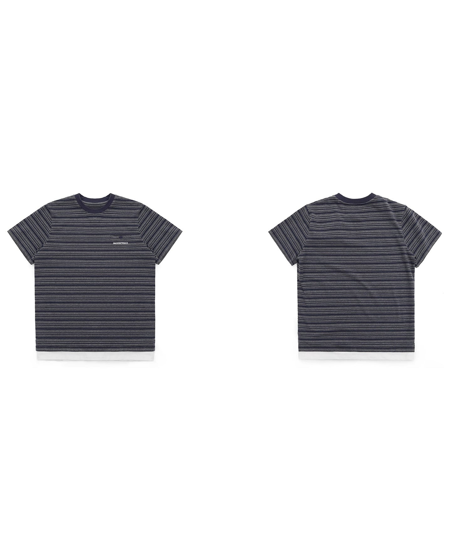 レイヤードデザイン ロゴ ボーダー柄 Tシャツ DT4334【MASONPRINCE】【2025SS】