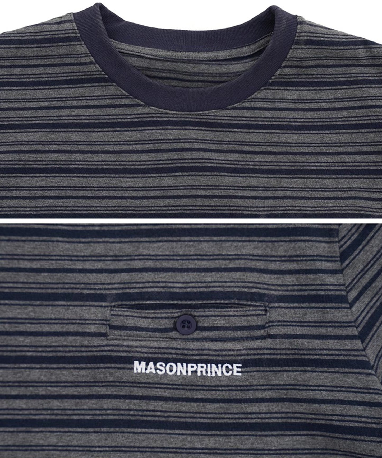 レイヤードデザイン ロゴ ボーダー柄 Tシャツ DT4334【MASONPRINCE】【2025SS】