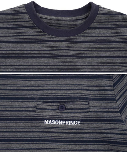 レイヤードデザイン ロゴ ボーダー柄 Tシャツ DT4334【MASONPRINCE】【2025SS】
