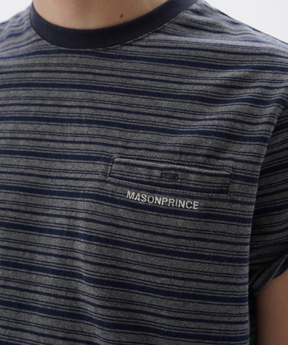 レイヤードデザイン ロゴ ボーダー柄 Tシャツ DT4334【MASONPRINCE】【2025SS】