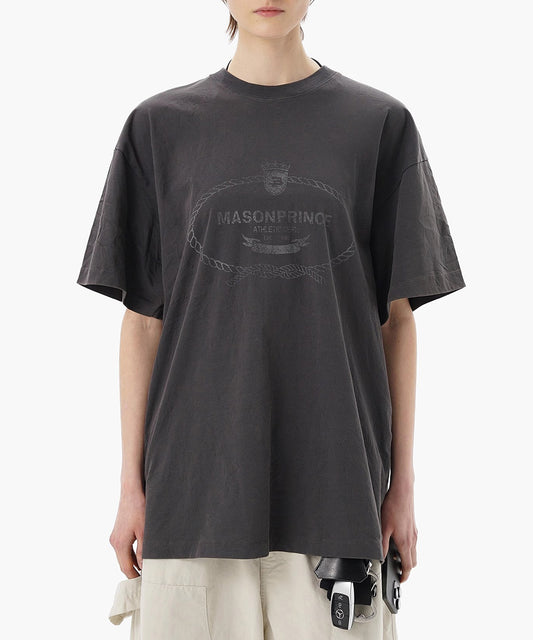 4カラー オーバーサイズ ひび割れ加工プリント Tシャツ DT4337【MASONPRINCE】【2025SS】