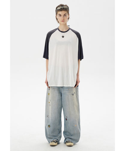オーバーサイズ 無地 ラグラン Tシャツ DT4340【MASONPRINCE】【2025SS】