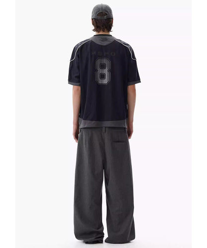オーバーサイズ Vネック ナンバリング ゲームシャツ Tシャツ DT4342【MASONPRINCE】【2025SS】