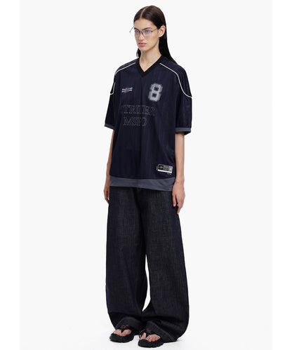 オーバーサイズ Vネック ナンバリング ゲームシャツ Tシャツ DT4342【MASONPRINCE】【2025SS】