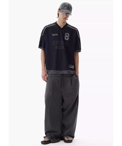 オーバーサイズ Vネック ナンバリング ゲームシャツ Tシャツ DT4342【MASONPRINCE】【2025SS】
