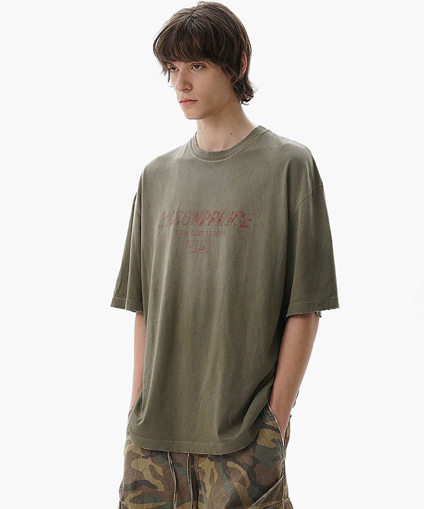 【自社サイト限定】オーバーサイズ ヴィンテージウォッシュ加工 掠れロゴプリント Tシャツ DT4344【MASONPRINCE】【2025SS】