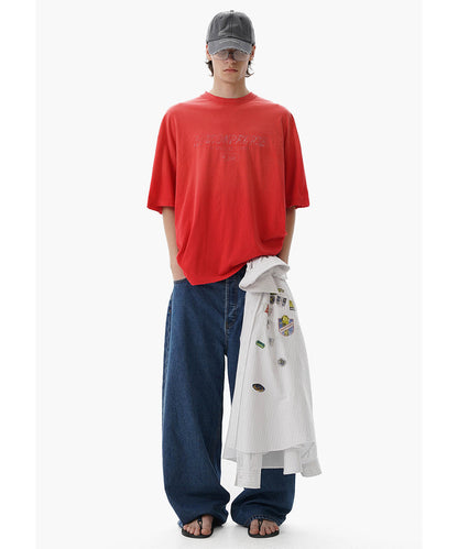 【自社サイト限定】オーバーサイズ ヴィンテージウォッシュ加工 掠れロゴプリント Tシャツ DT4344【MASONPRINCE】【2025SS】