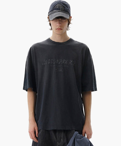 【自社サイト限定】オーバーサイズ ヴィンテージウォッシュ加工 掠れロゴプリント Tシャツ DT4344【MASONPRINCE】【2025SS】
