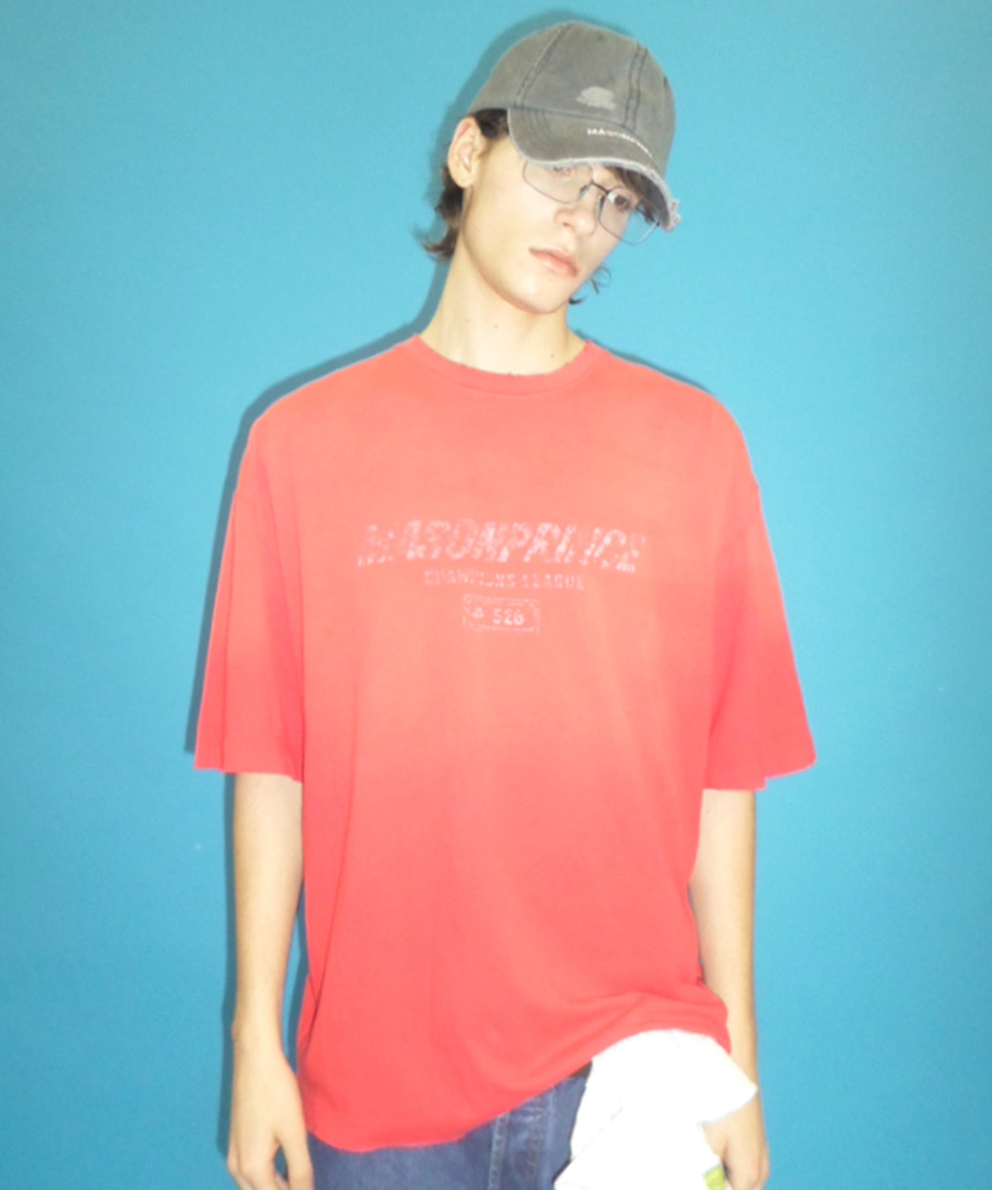 【自社サイト限定】オーバーサイズ ヴィンテージウォッシュ加工 掠れロゴプリント Tシャツ DT4344【MASONPRINCE】【2025SS】