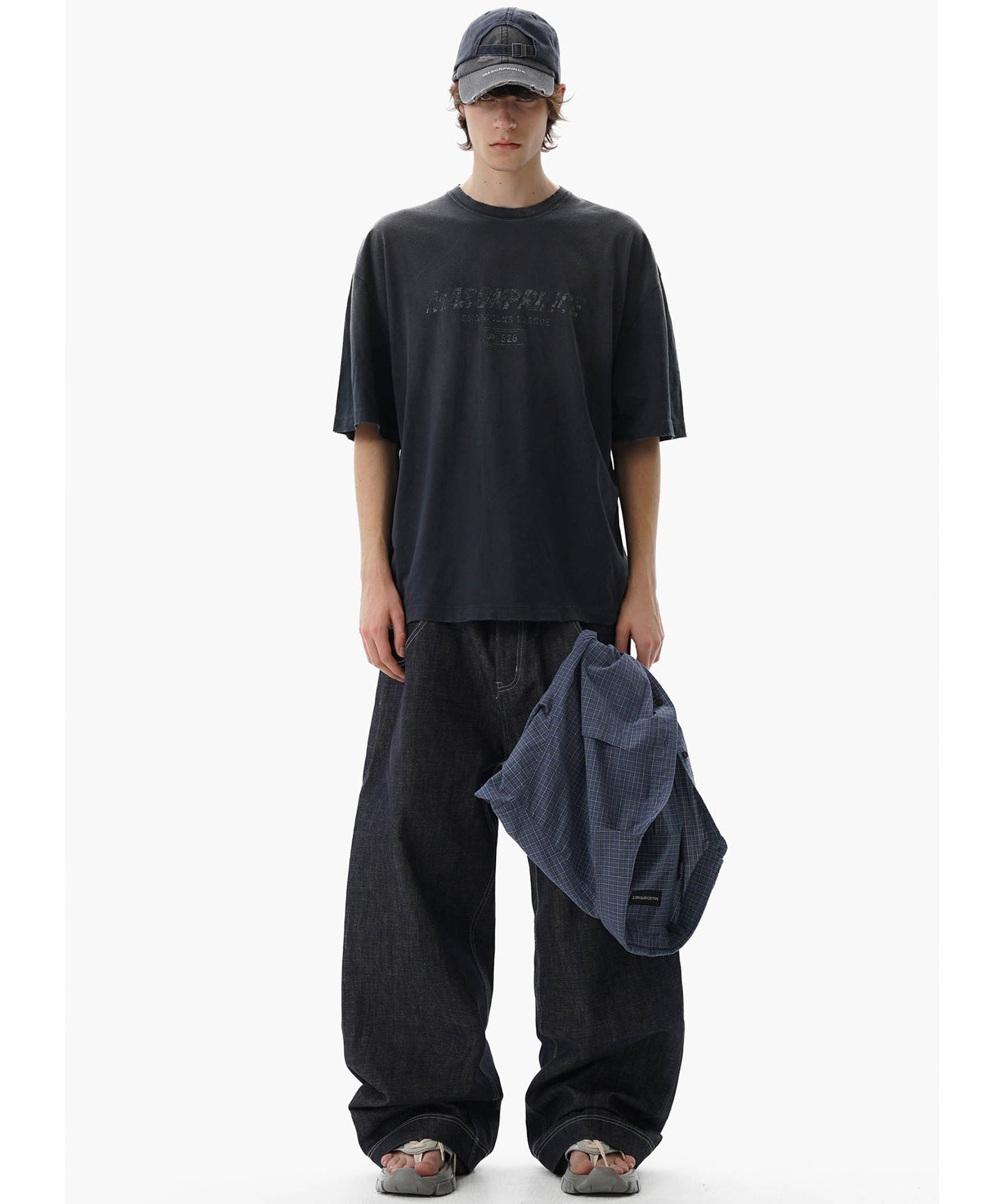 【自社サイト限定】オーバーサイズ ヴィンテージウォッシュ加工 掠れロゴプリント Tシャツ DT4344【MASONPRINCE】【2025SS】