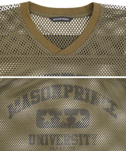 Vネック ナンバリング メッシュTシャツ DT4346【MASONPRINCE】【2025SS】