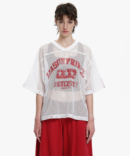 Vネック ナンバリング メッシュTシャツ DT4346【MASONPRINCE】【2025SS】