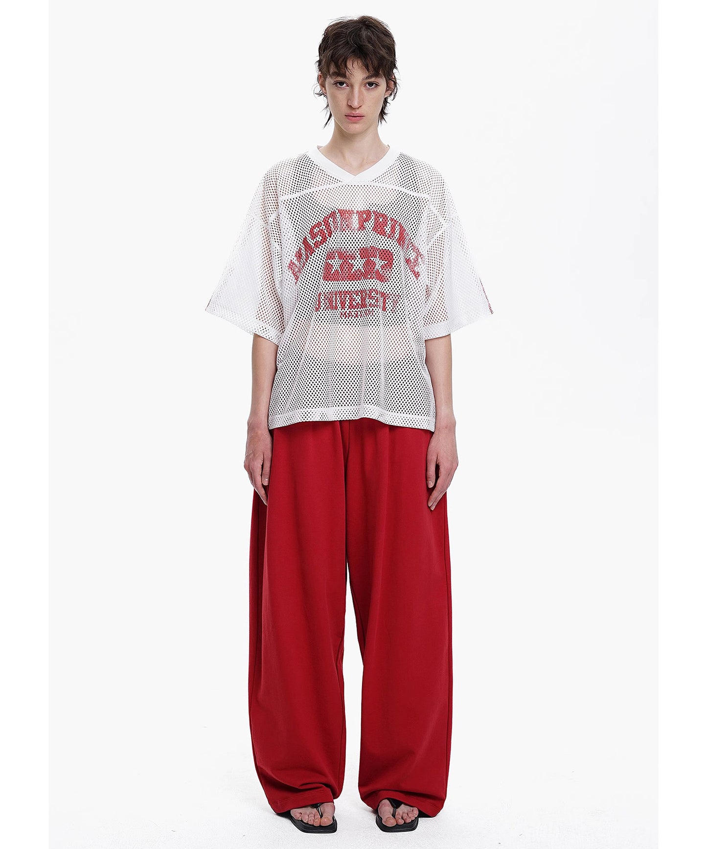 Vネック ナンバリング メッシュTシャツ DT4346【MASONPRINCE】【2025SS】