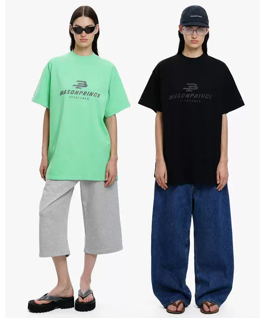 【自社サイト限定】4カラー オーバーサイズ リフレクターロゴプリント Tシャツ DT4358【MASONPRINCE】【2025SS】